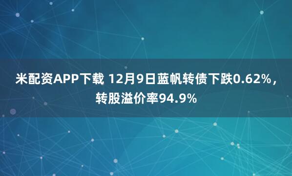 米配资APP下载 12月9日蓝帆转债下跌0.62%,转股溢价率94.9%