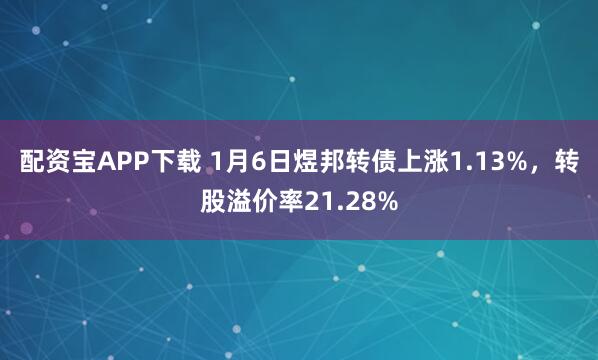 配资宝APP下载 1月6日煜邦转债上涨1.13%，转股溢价率21.28%